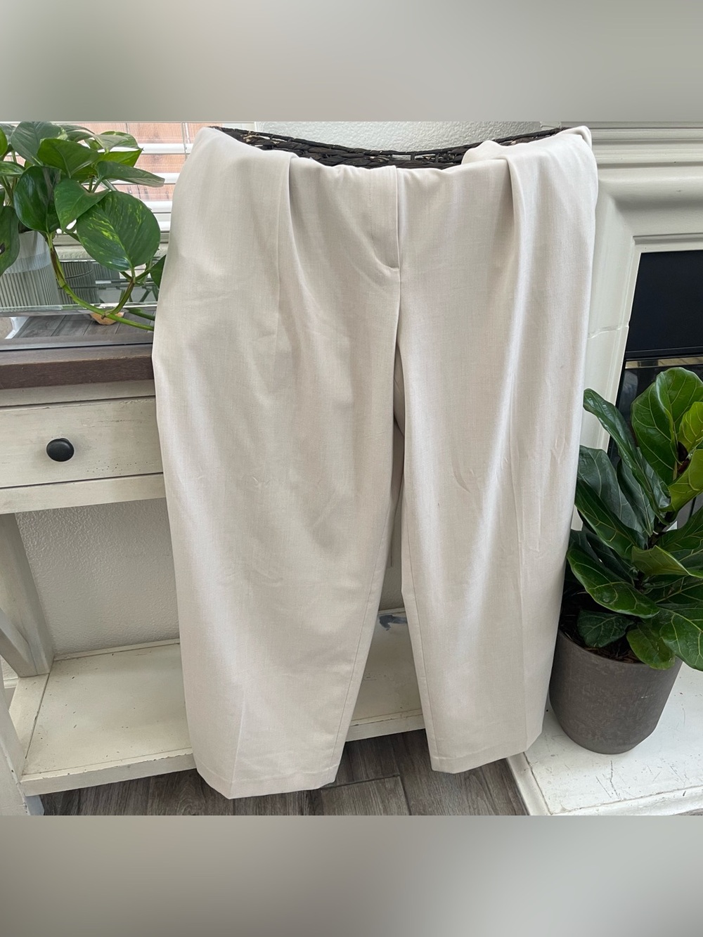 H&M Light Beige wide leg trousers with Elastic Waistband